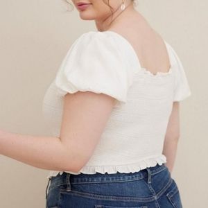 Torrid Smocked Flutter Short Sleeve Crop Top
